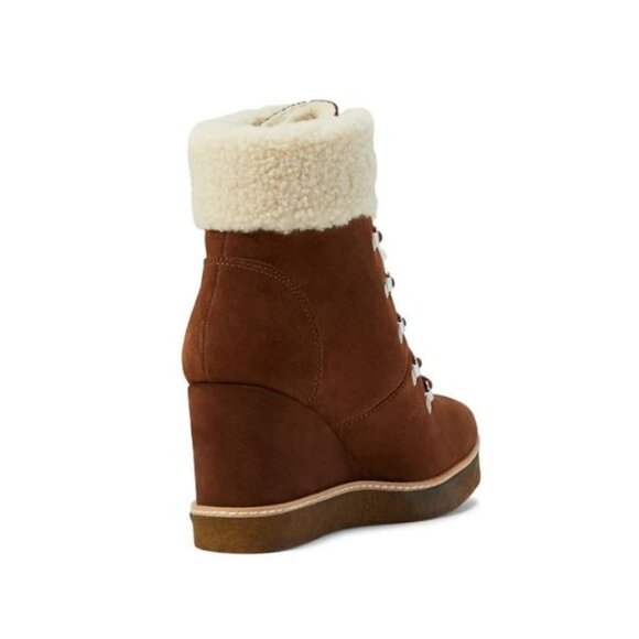 Cognac Suede Steve Madden Marcel Wedge Boot Size Various - Picture 4 of 8